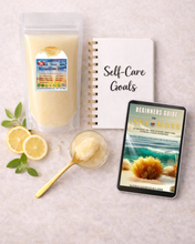 Load image into Gallery viewer, Organic sea moss gel 16oz with Beginner’s Guide, lemon slices and gold spoon
