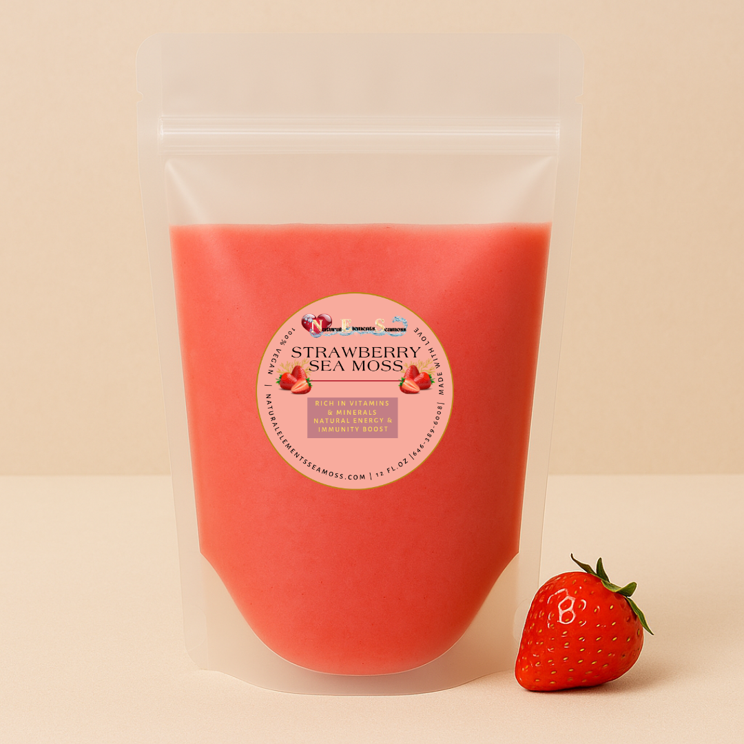 Strawberry Sea Moss Gel 12 oz - Rich in Vitamins & Minerals | Fresh Organic Ingredients with 1-Day Express Shipping