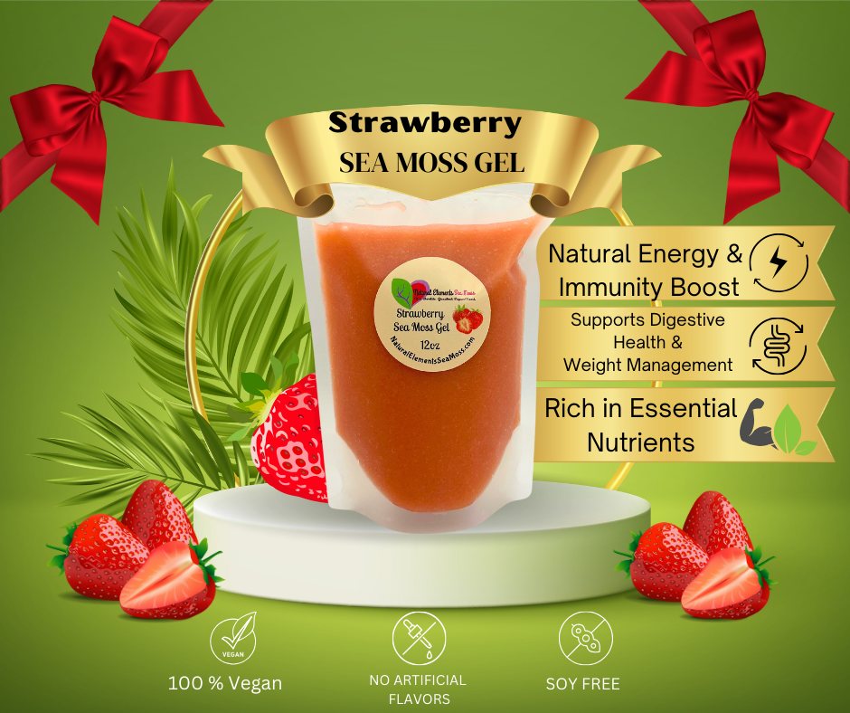 Strawberry Sea Moss Gel 12 oz - Rich in Vitamins & Minerals | Fresh Organic Ingredients with 1-Day Express Shipping